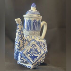 Andrea By Sadek Blue and White Ceramic Pitcher